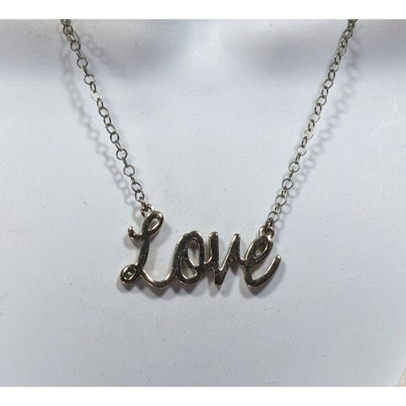 Cursive Love Pendant Necklace Silver And Gold Tone - Picture 2 of 5